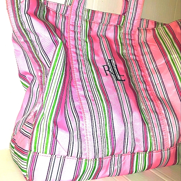 Beautiful Lauren Ralph Lauren Pink Stripe Shopper - Picture 15 of 16